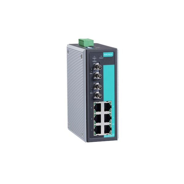 Moxa EDS-308-MM-ST Ethernet Unmanaged Switch - 6 x 10/100Base-TX, 2 x 1000Base-FX